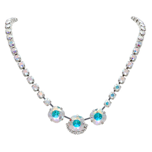 Kāzu kaklarota "Apžilbinošs Mirdzums (Aurore Boreale)" ar Swarovski™ kristāliem